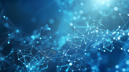 dynamic web of interconnected dots and lines on vibrant blue. technology and communication network i