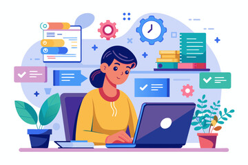 Poster - a man sitting at a desk with a laptop, Mastering a coding language through day coding bootcamp