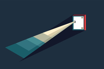 Leinwandbilder - a computer screen with a light coming out of it, minimalist vector light switch casting a beamlight into darkness, symbolizing the powerchoice