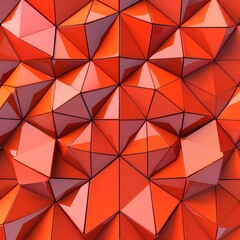 Wall Mural - the image is a red and white abstract design with a lot of triangles. the red color dominates the im