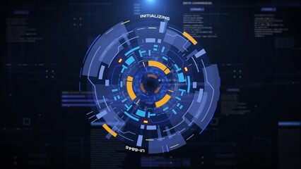 Leinwandbilder - Futuristic HUD UI interface rotating target monitoring system element. Digital technology circular 4K motion graphic