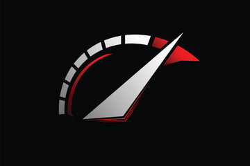 Auto speed rev icon. RPM performance logo. Full throttle accelerate emblem. Speedometer dial symbol. Vector illustration.