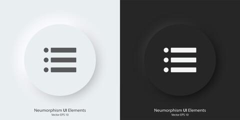 Fototapete - A set of black and white round buttons with see more detail symbols. Vector icon in trendy neumorphic style. 3D Neumorphism design style for Apps, Websites, Interfaces and mobile app menu.