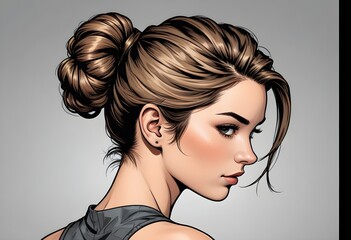 Wall Mural - woman hair style  Bun (79)