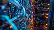 © Ilia Nesolenyi - A high angle photo showcasing a server room filled with rows of servers, blinking lights, and cables, highlighting the complex infrastructure supporting data operations