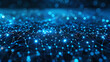 © สรศักดิ์ ธรรมวงษ์ษา - Minimalistic network of glowing blue nodes and lines forming abstract geometric shapes, dark blue background, high-tech digital connections, futuristic feel. Generative AI illustration