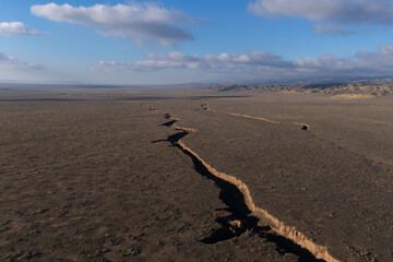 Aerial View of Dry Creekbed at Carrizo Plain National Monument, San Luis Obispo County, California