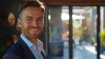 Wall Mural - Businessman with a confident smile, preparing for a presentation