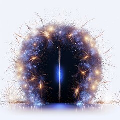 Wall Mural -  - The image features sharp focus, capturing the vibrant colors and details of the portal and fireworks., Perfect for video editing, graphic design, and visual effects projects.