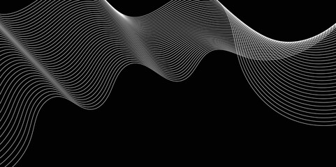 Canvas Print - White moiré wave on black background.