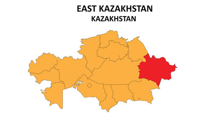 Wall Mural - East Kazakhstan Map in Kazakhstan. Vector Map of Kazakhstan. Regions map of Kazakhstan.