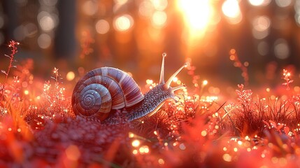 Wall Mural - snail on the road