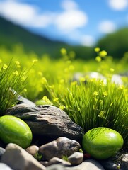 Poster - zen stones on grass