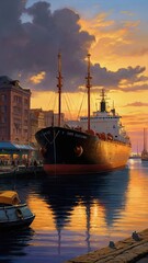 Poster - ship in the harbor