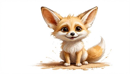 Wall Mural - AI generated illustration of a cartoonish fox on a white background