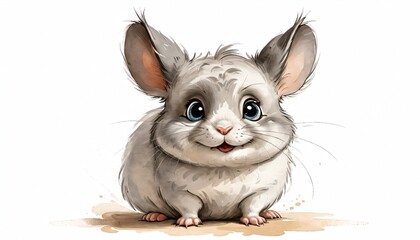 Wall Mural - AI generated illustration of a cartoonish mouse on a white background