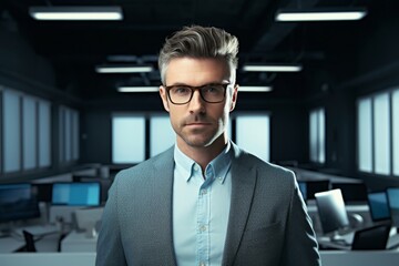 Wall Mural - portrait of a successful man in an office