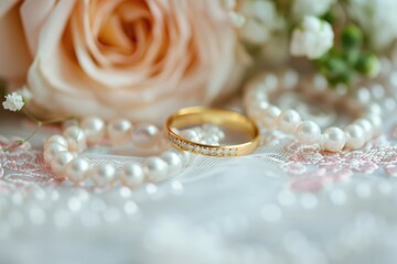 Canvas Print - Wedding Rings and Flowers