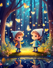 Wall Mural - children in the woods