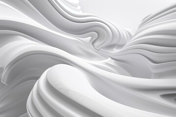 Poster - Elegant white 3d wavy lines forming a smooth, flowing abstract background