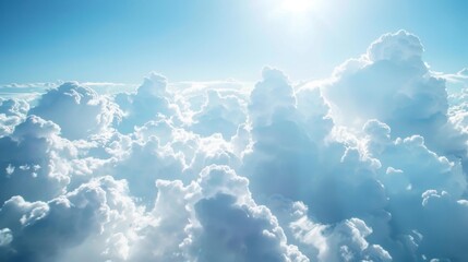 Wall Mural - The sky is filled with fluffy white clouds, creating a serene