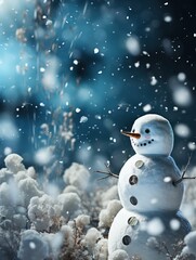 Wall Mural - snowman on the snow