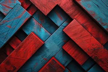 Poster - Red and Blue Wall Close-Up