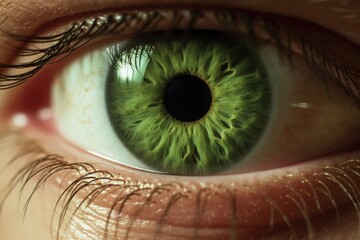 Extreme close up of a green eye