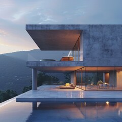 Poster - This image showcases a luxurious modern house with an exceptional architectural design, perfect as an abstract, architectural wallpaper or background best-seller