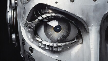 Canvas Print - close up of an eye of a robot