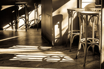 Poster - typical table and chairs at a cafe