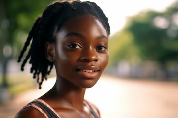 Wall Mural - outdoor portrait of pretty black teenager