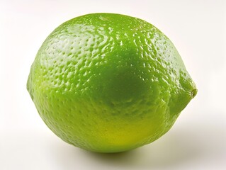 Wall Mural - Closeup of a Fresh and Juicy Green Lime on a White Background