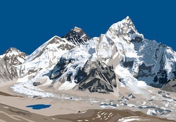 Sticker - Mount Everest and Nuptse peak as seen from Kala Patthar