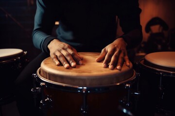 Wall Mural - man's hands lie on a percussion instrument