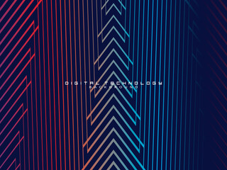 Futuristic abstract technology shining gradient blue light lines with modern stripes pattern dark blue background. Vector minimal line background with text for social media covers, headers, etc.