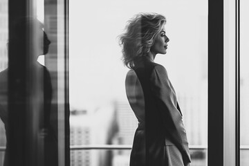 Sticker - businesswoman standing at window in office