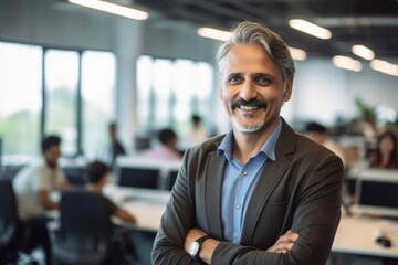 Poster - Smiling mature manager sitting at creative office