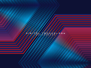 Futuristic abstract technology shining gradient blue light lines with modern stripes pattern dark blue background. Vector minimal line background with text for social media covers, headers, etc.