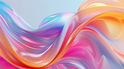 Wall Mural - Vibrant, abstract background with wavy polymer surface.