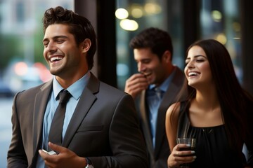 Wall Mural - south american businesspeople laughing