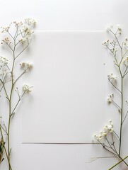 Minimal floral design framing empty white space.
