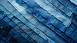 © Dominika - A closeup of denim fabric, arranged in an angular pattern with shades of blue and white, creating the illusion that it is made up of many layers of different fabrics.