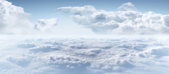 Aufkleber - Clouds drift across a serene sky with a map of the world in a white artistic style, providing a tranquil backdrop for your copy space image.
