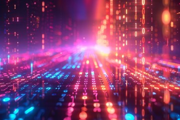 Digital Binary Technology Background created with Generative AI