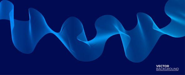 Canvas Print - Smooth flow of wavy shape with gradient vector abstract background, dark blue design curve line energy motion, relaxing music sound or technology. banner, cover, poster, flyer, card.