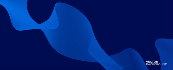 Smooth flow of wavy shape with gradient vector abstract background, dark blue design curve line energy motion, relaxing music sound or technology. banner, cover, poster, flyer, card.