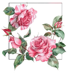 Canvas Print - pink rose on white background