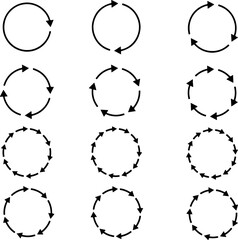 Wall Mural - icon set of spinning rotating arrows. circular round icons for recycling recycled product ecology ec
