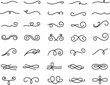 © CFK - Icon set of ornamental decorative vintage swirls curls swashes. Calligraphic elegant ornament. Stylish text divider. Thin line icons flat vector illustrations isolated on transparent background